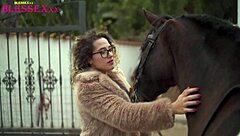 Riding on the Farm with Brunette Curly Cock Cunilingus Muff Diving Bareback