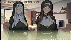 Summer Clover Fired For Giant Cock In Harem Game!