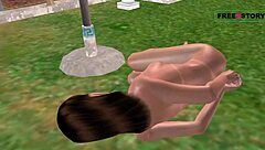 Cute girl in 3D hentai masturbates with cucumber?