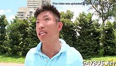 Blindfolded stud tricked by homosexual hunk into oral sex