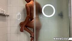 trans blonde nikki vicious teases her tight asshole for interracial smashing by tafarih