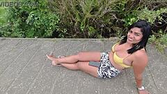 We took the young carioca girl to the beach to fuck with the couple in the woods and they caught us fucking