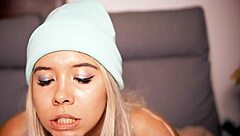 horny blonde chats sexy with her sugar daddy on webcam