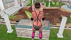 In this 3D animation, a lesbian girl passionately fucks another on the table