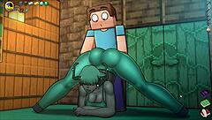 In this hornycraft parody, the warden craves steve's big cock pounding her in yoga pants.