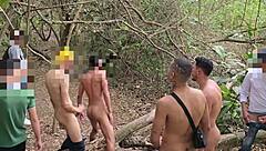 i'm on the trail with several guys outdoors