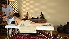 Petite babe with small tits gets massaged and banged hard by monster cock