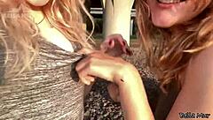 Playful Outdoor Kissing With Tattooed Blonde Classmate