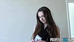 This young real estate agent flaunts her big natural tits in homemade sex!