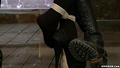 tied slave with big tits caned