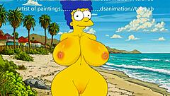 Marge from the simpsons gets bold on nude beach in this intense hentai parody.