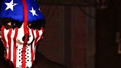 sub-slut gagged and fucked hard by black cock while choking on big tits whore's boobs in bdsm anal sex