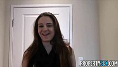 This young real estate agent flaunts her big natural tits in homemade sex!