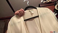 Feeling aroused as mature woman pleasures herself in closeup