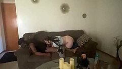 Pretty girl sucks big black cock while ass jiggles rough