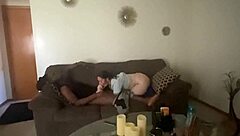 Pretty girl sucks big black cock while ass jiggles rough