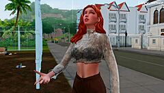 Innocent redhead explores street adventures in sims 4 3d animation
