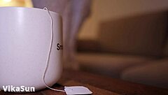 Using dildo to achieve intense orgasm in bed before sleep