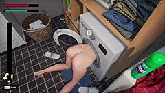 Stepmom stuck in washing machine leads to wild anal stretching gameplay
