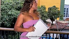 ebony estate agent teases the tourist with doggystyle, blowjob, and riding before a creampie from his monster cock