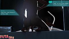 futa3dx - horny blue hair bitch wants to suck on futa cock