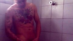 Washing my dick in the shower, gay solo scene.