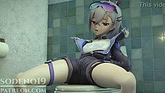 Silver Wolf Caught Masturbating, Gives Footjob and Blowjob?