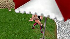 Animated 3d sex - cute lesbian girl fucking another girl in lifting position