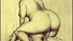 Vintage erotic drawings from antique retro hentai cartoon anime
