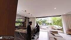 Fucking on friend's bed with spanking