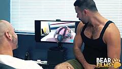 Tyler Reed barebacks hairy Teddy Torres in this intense gay scene from Bearfilms