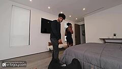 Fucking on friend's bed with spanking