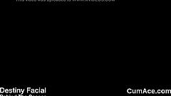 Foxy Honey Faces Intense Jizz Load From Blowbang Cumshots On Her Face And Eats All The Semen