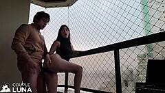 Married Housewife Sucks Big Cock On Balcony For Creampie