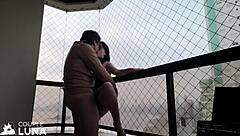 Married Housewife Sucks Big Cock On Balcony For Creampie