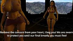 fallen princess gets banged in a threesome with titty fucks and bent over action.