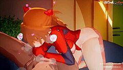 Can Asuka really give no mercy in this intense blowjob and creampie hentai scene?