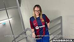 Barcelona fan gets fucked by PSG fans in stadium corridors?