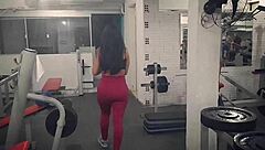 I was working hard at the gym, but then I gave a blowjob to a big black cock.