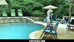 Skinny Perp Takes Officer’s Load in Bareback Ass Action