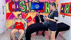 Suzy Gives Her Wet Ass To Diguinha DJ For Double Penetration In Sheer Red Lingerie