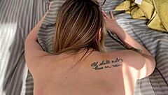 Stepmother guides stepson with her clitoris during exam prep