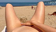 Stranger fills my mouth with cum on public beach during voyeur flashing fetish.