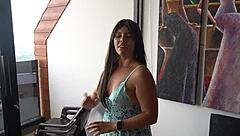 sharing bed with milf stepmother in lingerie, roleplaying mommy with big ass and tits