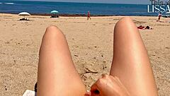 Stranger fills my mouth with cum on public beach during voyeur flashing fetish.