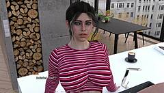 Curvy horny woman in cute outfit dates huge big cock in forbidden 3d hentai