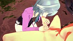 eula relaxes by the pool in genshin impact part 1