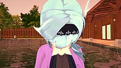 eula relaxes by the pool in genshin impact part 1