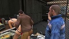 Cristina fucked by two mechanics in workshop