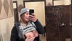 Huge Cock Teases And Pounds In Restroom With Creamy Titty Fuck